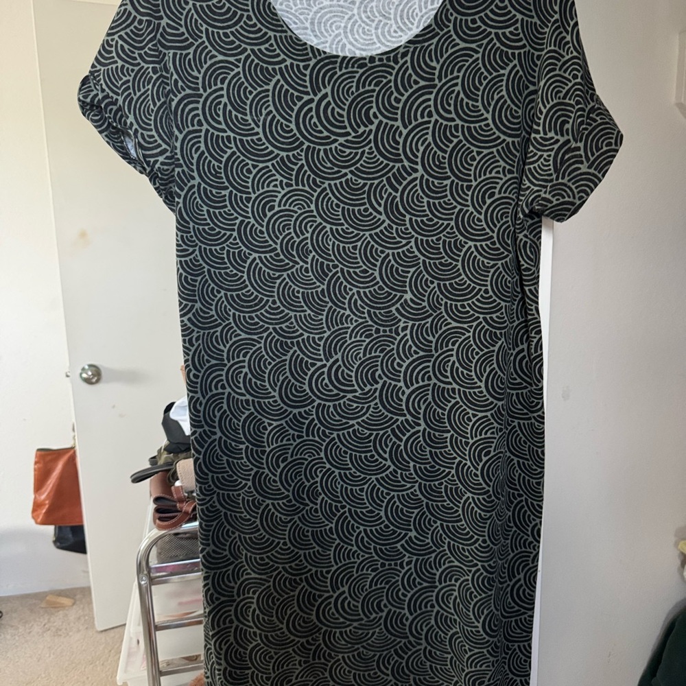 Always A-line black and green shirt dress